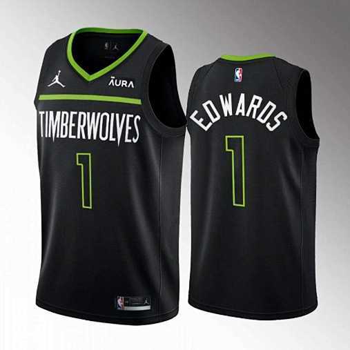 Mens Minnesota Timberwolves #1 Anthony Edwards Black City Stitched Jersey Dzhi->minnesota timberwolves->NBA Jersey